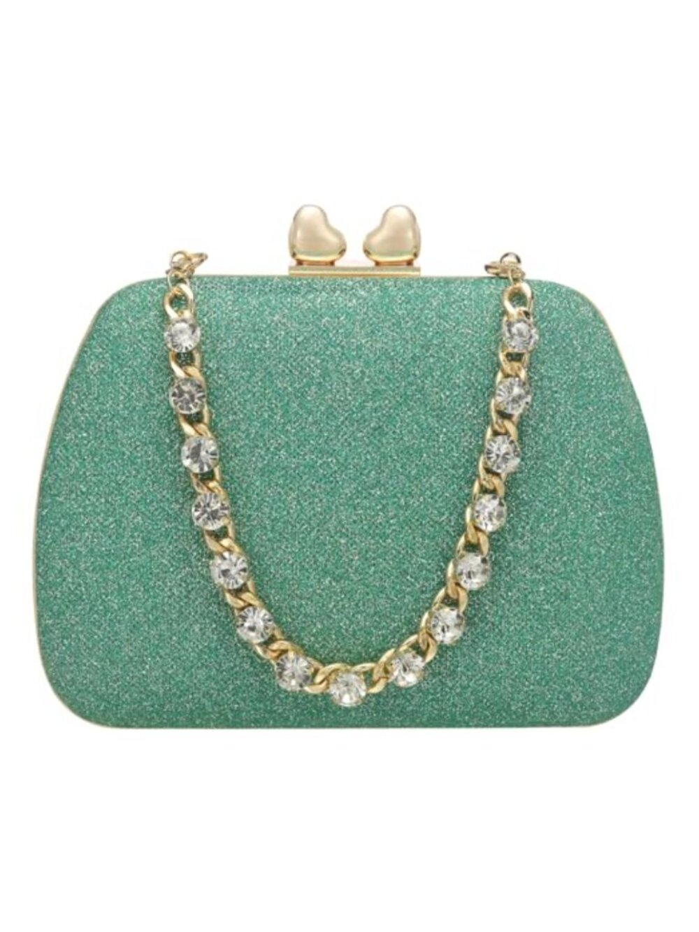Sparkly Rhinestone Evening Clutch Purse for Women Vintage Heart Shape Buckle